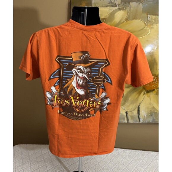 Harley-Davidson Other - Vintage Harley Davidson 2 Sided Joker Las Vegas Nevada Orange Tee Men’s Size M